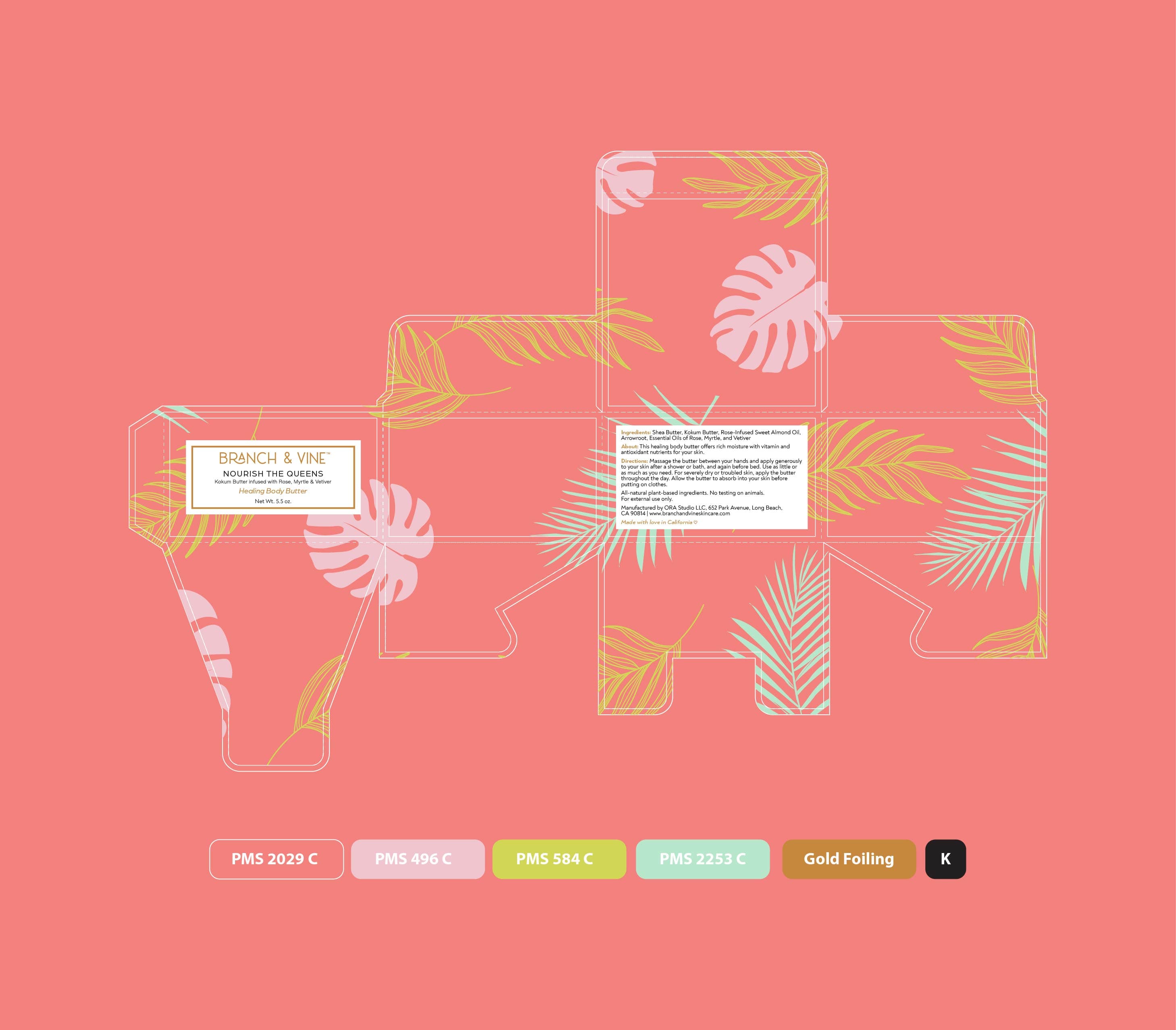 Branch & Vine Nourish The Queens dieline