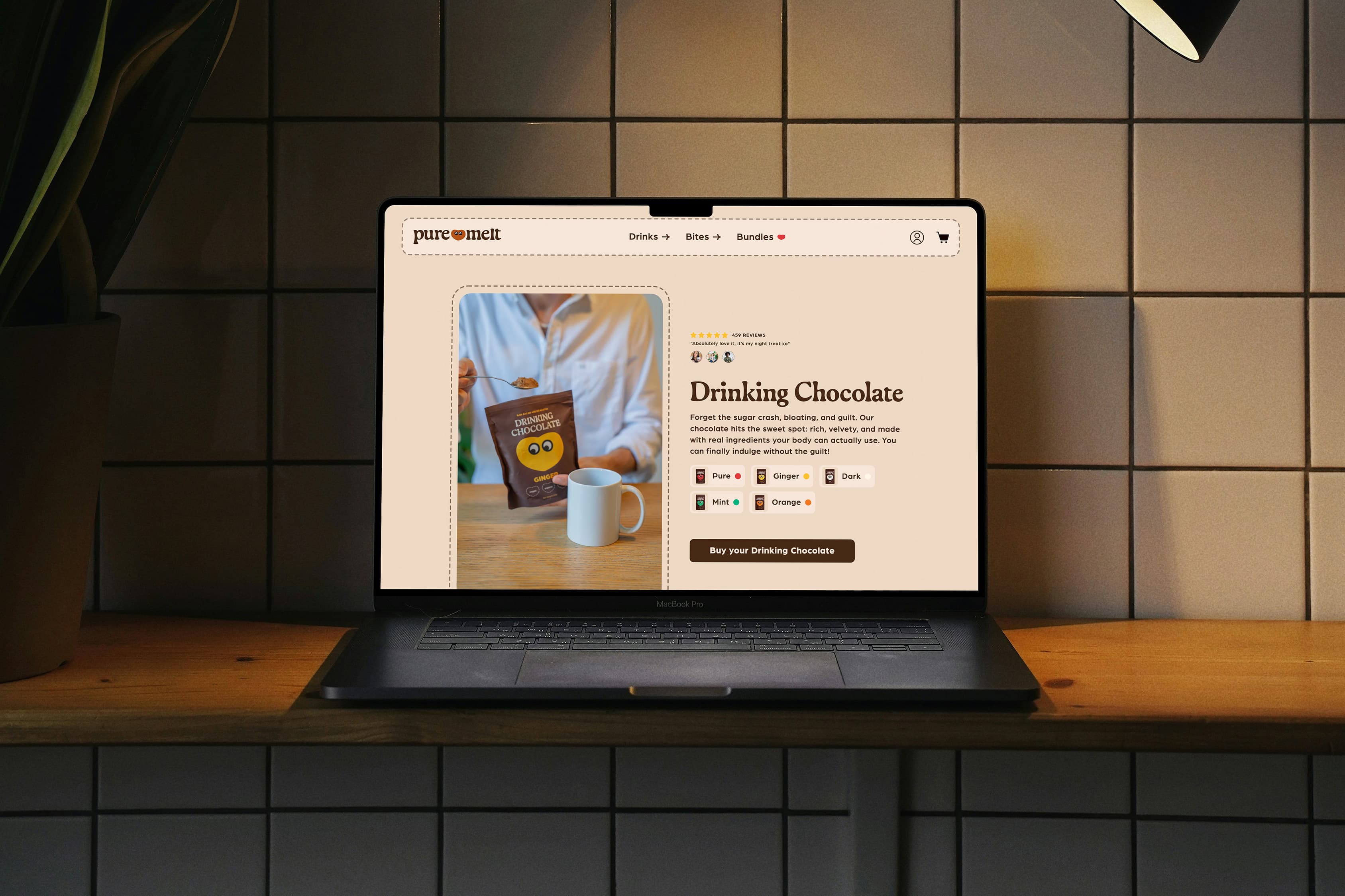 Pure Melt website on MacBook